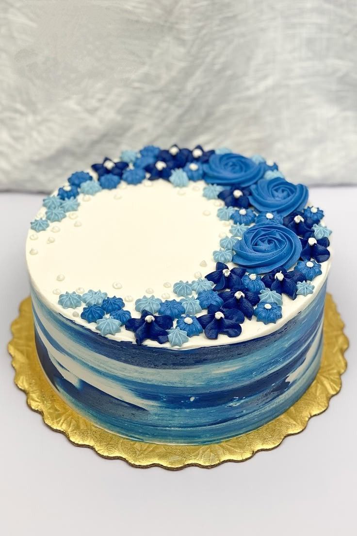 Blue floral cake Cakes In The City