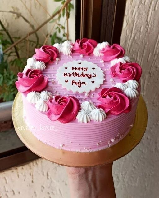 Pink White Rose Cake - My Store